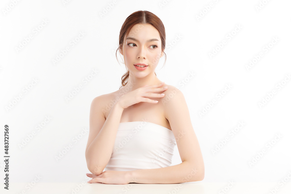 Beautiful young asian woman with clean fresh skin on white background, Face care, Facial treatment, Cosmetology, beauty and spa, Asian women portrait. Beautiful young asian woman with clean fresh skin on white background, Face care, Facial treatment, Cosmetology, beauty and spa, Asian women portrait.