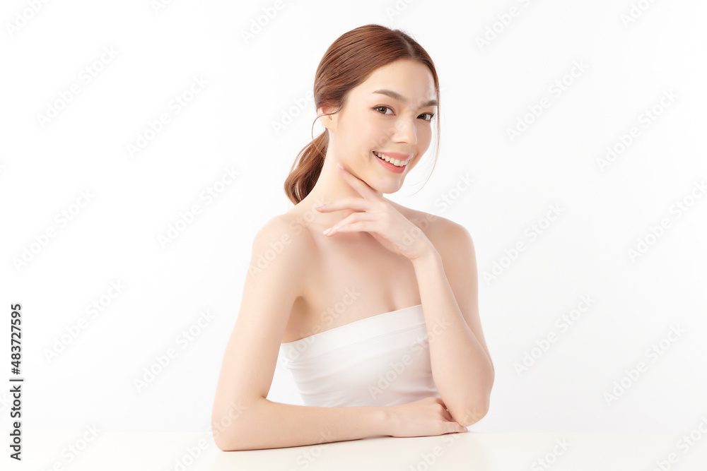 Beautiful young asian woman with clean fresh skin on white background, Face care, Facial treatment, Cosmetology, beauty and spa, Asian women portrait. Beautiful young asian woman with clean fresh skin on white background, Face care, Facial treatment, Cosmetology, beauty and spa, Asian women portrait.