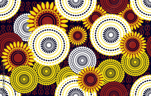 Ethnic abstract fabric. Seamless pattern in tribal, African wax print kitenge floral motifs vector. Aztec geometric art ornament.Design for carpet, wallpaper, clothing, wrapping, fabric, cover, dress