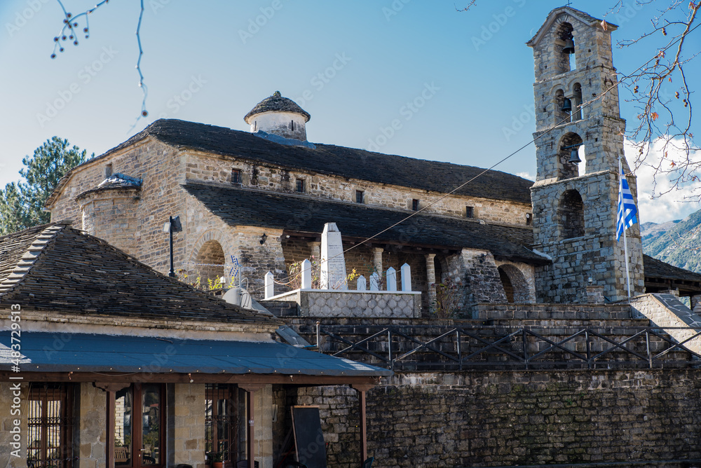 Holy Virgin Paraskevi Church in the village of Rodavgi, Greece. Very old church made entirely of stone
