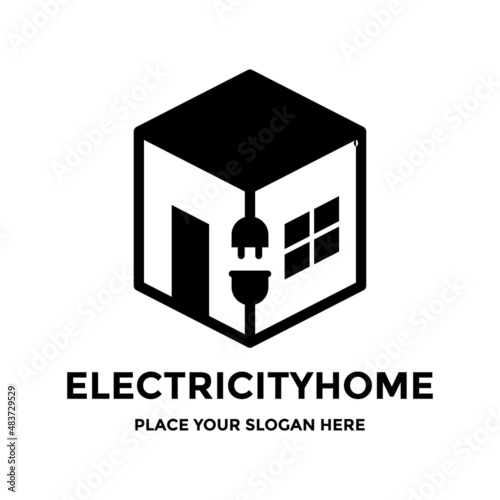Electricity or electrical home vector logo template. This design use plug symbol. Suitable for house power business.