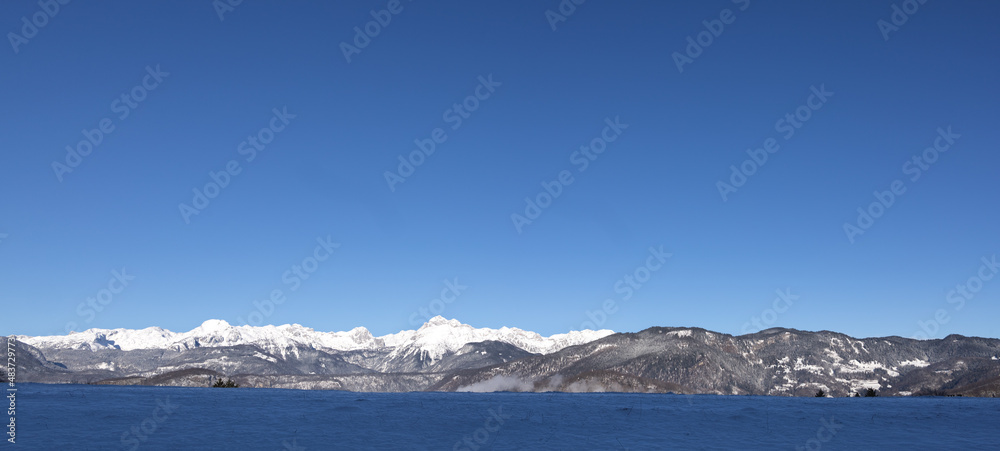 winter mountain landscape panorama in the Alps