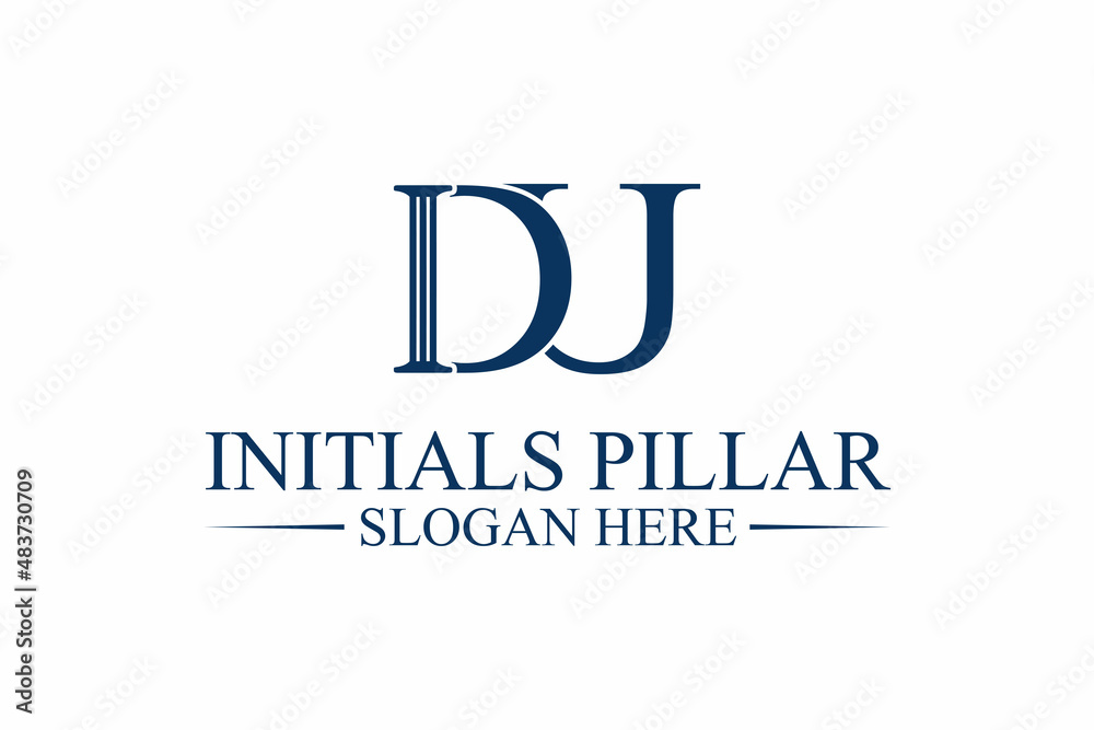 legal pillar logo, initial letter d/u. premium vector
