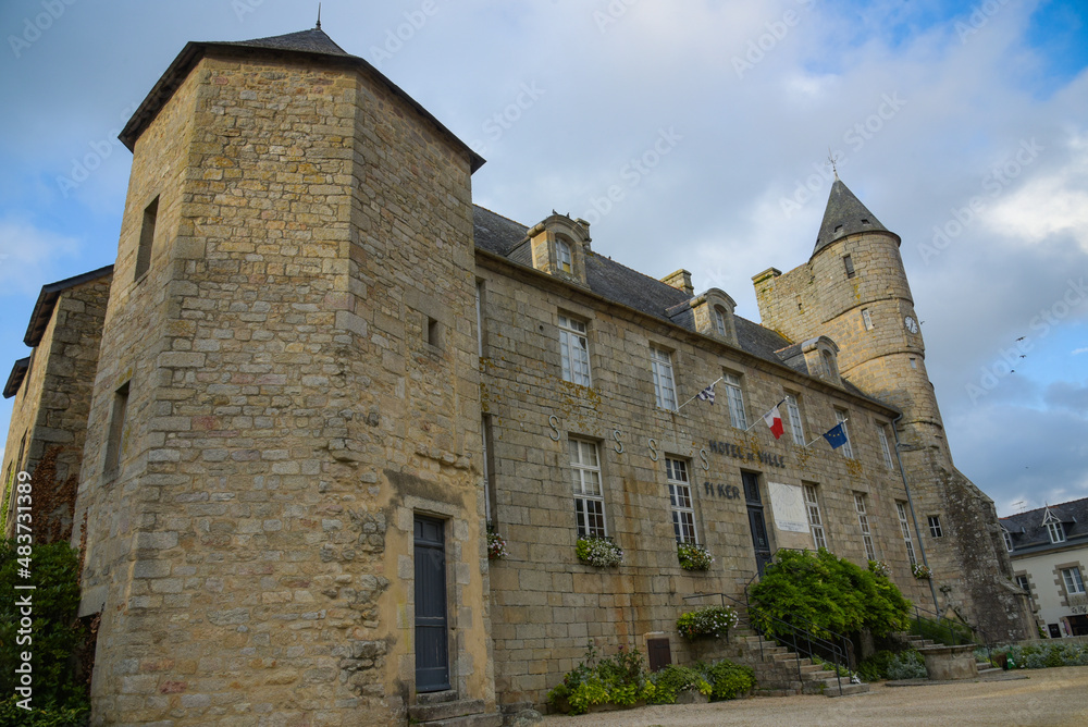View on the town hall of Pont l'abbe in Brittany