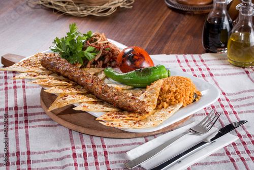 traditional turkish kebap with bulgur pilaf adana kebab urfa kebab