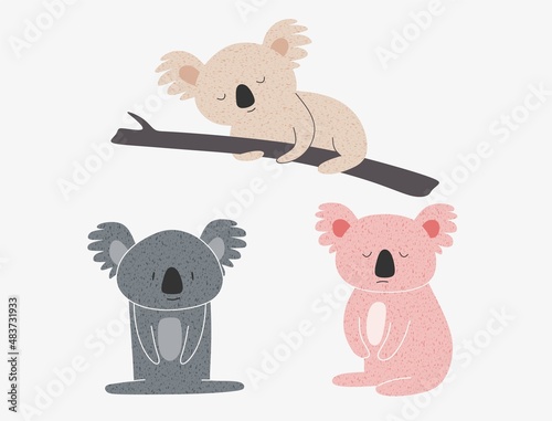  cartoon koala set. vector illustration