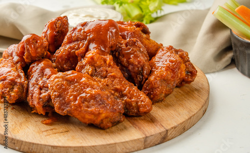 Traditional buffalo wings. American cuisine.