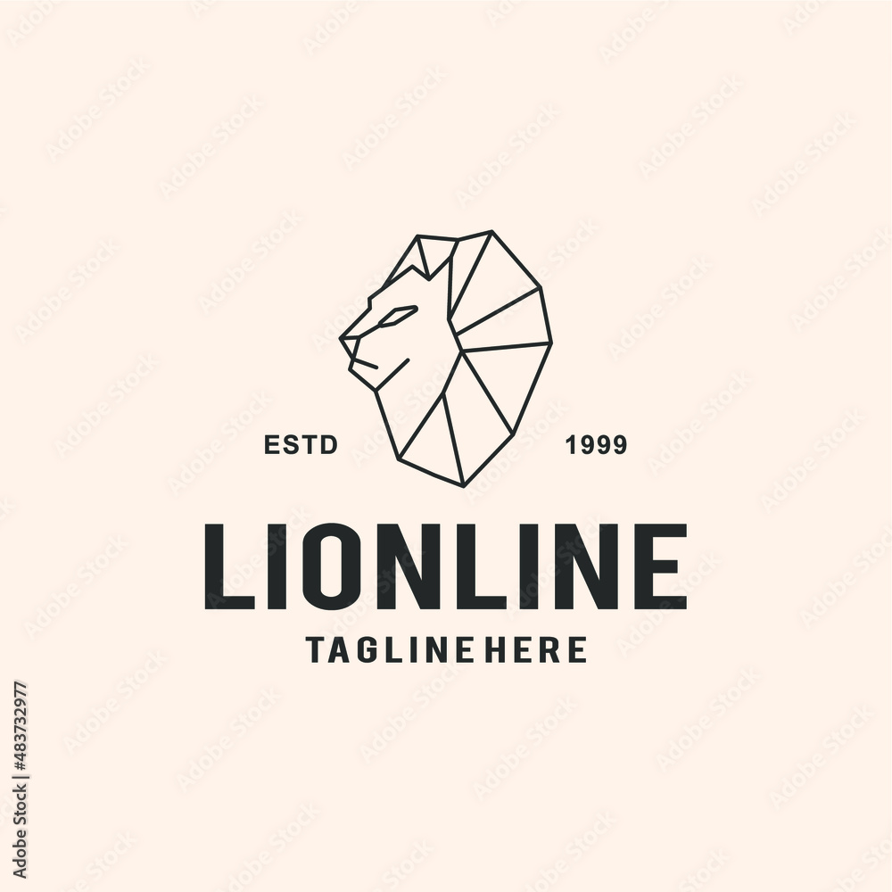 Fototapeta premium Logo vector illustration of a lion's head line art. Logo illustration