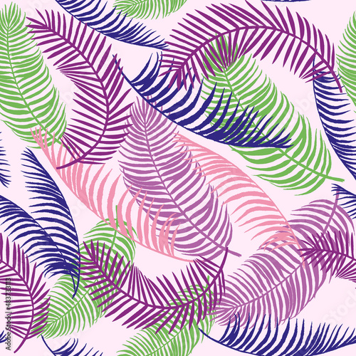 tropical background seamless pattern with palm leaves