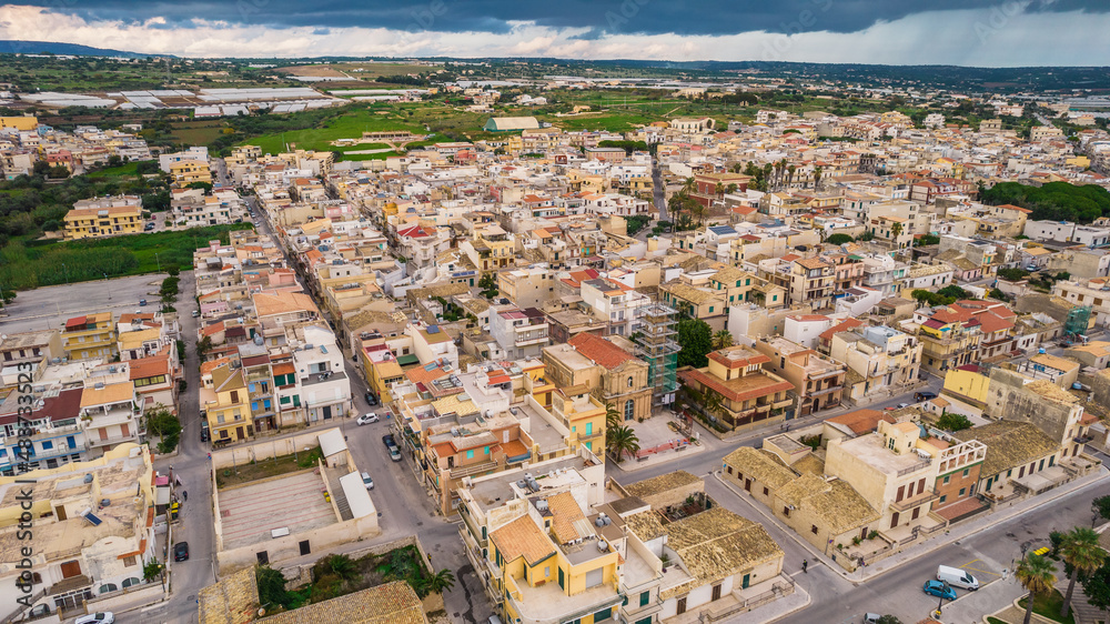 Aerial View of Donnalucata, Scicli, Ragusa, Sicily, Italy, Europe
