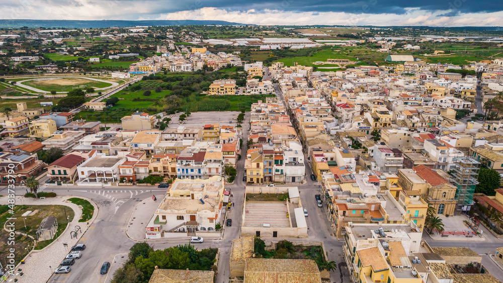 Aerial View of Donnalucata, Scicli, Ragusa, Sicily, Italy, Europe