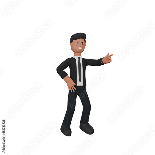 3d rendering businessman pointing to empty space
