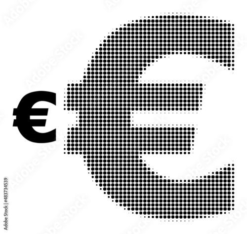 Euro symbol halftone dotted icon. Euro symbol vector icon mosaic is done from halftone pattern which contains round points.