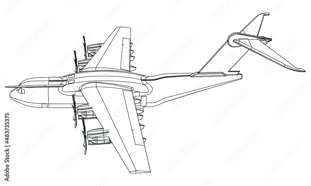 Airplane outline vector illustration. Isolated on white background. Airplane outline vector illustration. Isolated on white background.