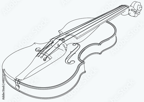 Violin outline vector illustration. Music instrument vector isolated sign on white background