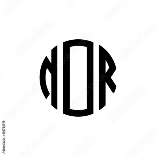 NDR letter logo design. NDR modern letter logo with black background. NDR creative  letter logo. simple and modern letter NDR logo template, NDR circle letter logo design with circle shape. NDR   photo