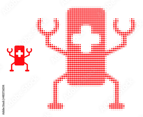 Medical nanobot halftone dotted vector. Medical nanobot vector icon mosaic is composed of halftone pattern which contains round points.