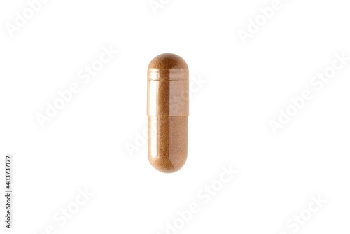 Closeup of the capsule. Isolated pill photo