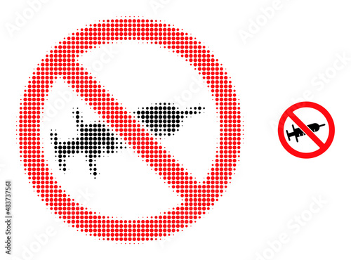 No syringe drugs halftone dotted vector. No syringe drugs vector icon mosaic is organized of halftone array which contains circle dots.