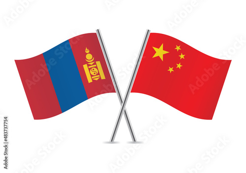 Mongolia and China flags. Mongolian and Chinese flags, isolated on white background. Vector icon set. Vector illustration. Free Download Mongolia and China flags. Mongolian and Chinese flags, isolated on white background. Vector icon set. Vector illustration. - GFXLoad