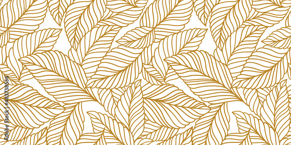 Elegant seamless pattern with delicate leaves. Vector Hand drawn floral background. Elegant seamless pattern with delicate leaves. Vector Hand drawn floral background.