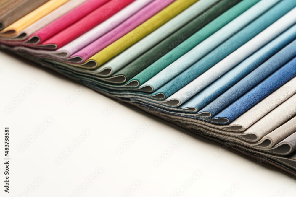 Fototapeta premium Colorful fabric samples. Fabric texture background