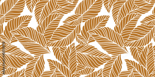 Elegant seamless pattern with delicate leaves. Vector Hand drawn floral background.