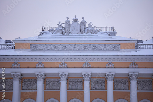 Russian museum in winter in St. Petersburg, rear view from the courtyard