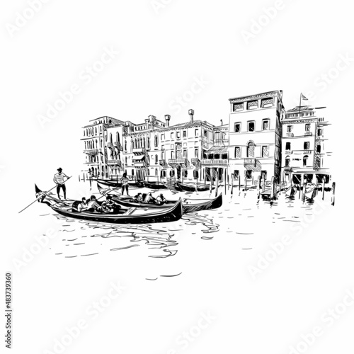 Italy. Venice. Hand drawn sketch vector illustration