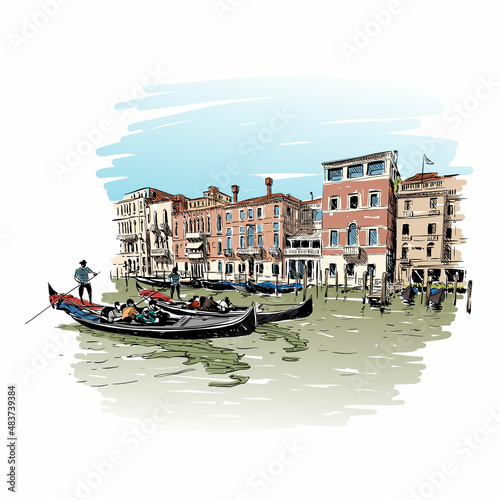 Italy. Venice. Hand drawn sketch vector illustration
