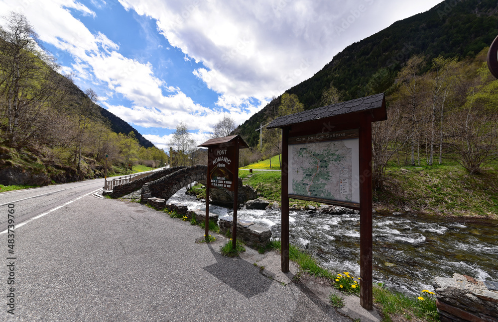 Andorra - Ordino - Romanische Brücke - Informationstafel Andorra - Ordino - Romanische Brücke - Informationstafel