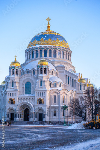St. Nicholas naval Cathedral in winter in Kronstadt