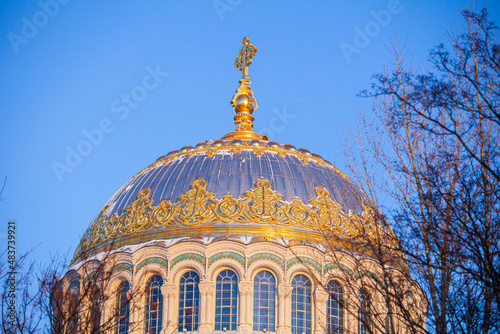 St. Nicholas naval Cathedral in winter in Kronstadt