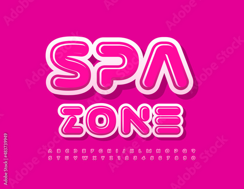 Wallpaper Mural Vector creative emblem Spa Zone within unique Pink Font. Bright glossy Alphabet Letters and Numbers set Torontodigital.ca