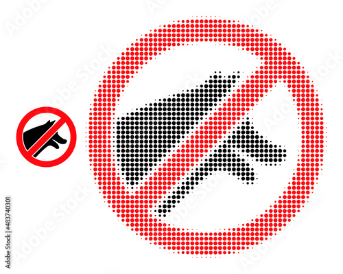 Stop dogs halftone dotted vector. Stop dogs vector icon mosaic is done from halftone array which contains circle elements.