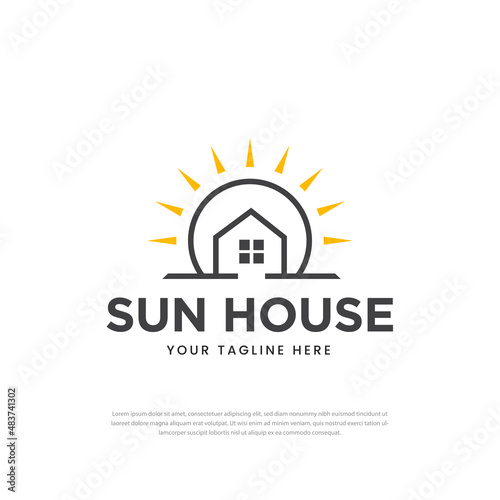 Sun shining logo design creative home design template,symbol