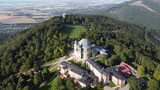 The famous pilgrimage church of Virgin Mary on the hill of Saint Hostyn in Moravia Svatý Hostýn poutní místo Czech republic,Europe,aerial panorama