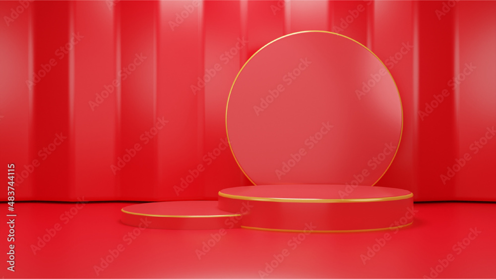 podium with red theme background podium with red theme background