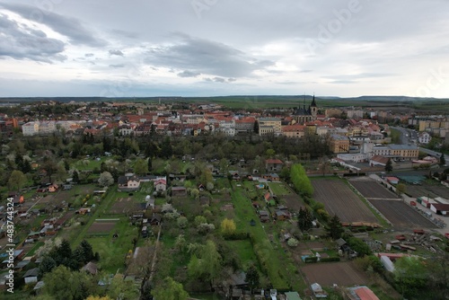 Louny historical old city in Ceske Stredohori Czech republic scenic aerial panorama view  Ústí nad Labem Region photo