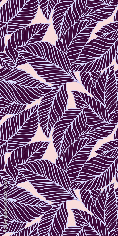 Elegant seamless pattern with delicate leaves. Vector Hand drawn floral background. Elegant seamless pattern with delicate leaves. Vector Hand drawn floral background.