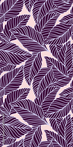 Elegant seamless pattern with delicate leaves. Vector Hand drawn floral background.