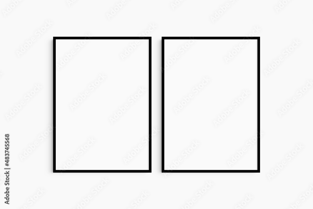 Frame mockup 5x7, 50x70, A4, A3, A2, A1. Set of two thin black frames. Gallery wall mockup, set of 2 frames. Clean, modern, minimalist, bright. Portrait. Vertical. Frame mockup 5x7, 50x70, A4, A3, A2, A1. Set of two thin black frames. Gallery wall mockup, set of 2 frames. Clean, modern, minimalist, bright. Portrait. Vertical.
