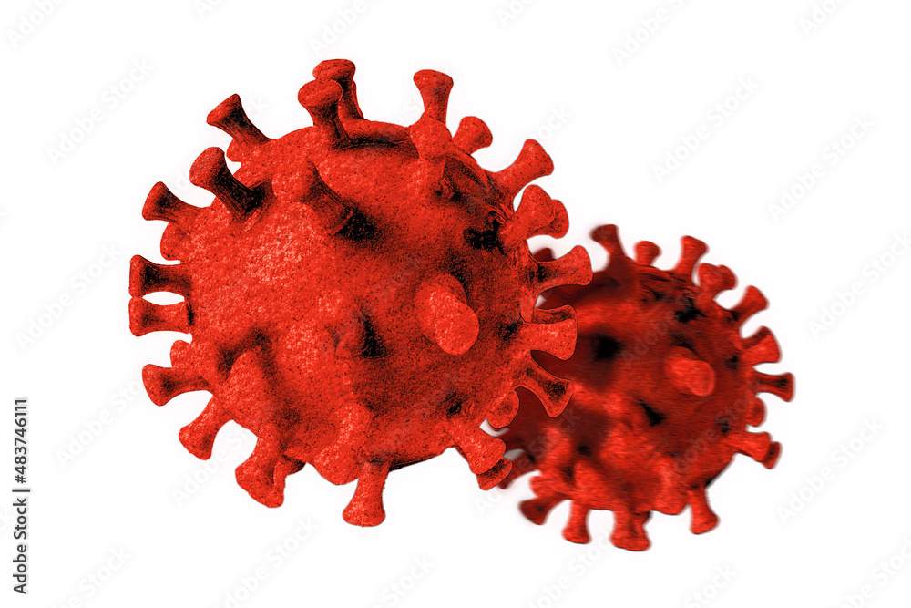 Coronavirus illustration on white isolated background.3d rendering.