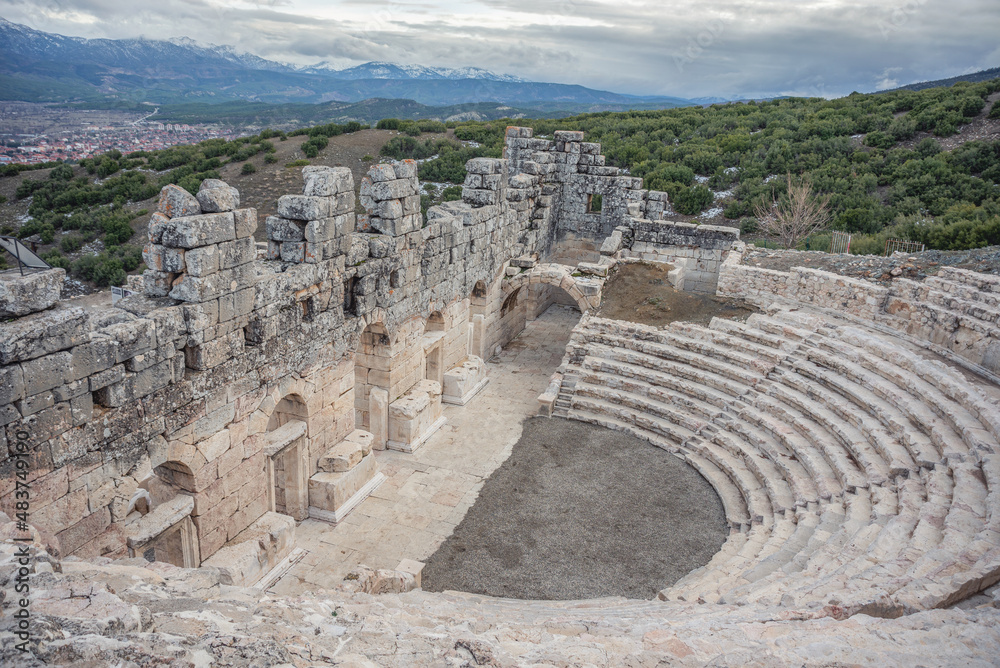 Attraction of the Kibyra Ancient City during winter. Turkey