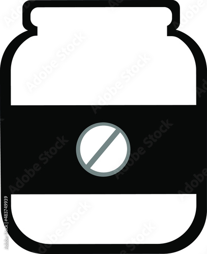 Medical jar with pills , vector , logo