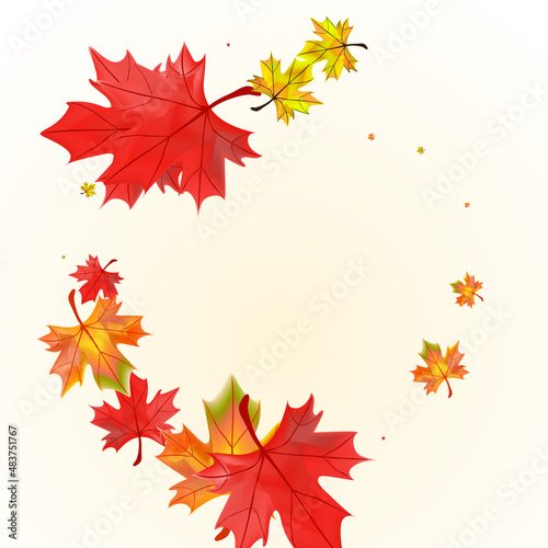 Ocher Leaves Background Beige Vector. Plant Design Texture. Colorful Season Foliage. Seasonal Floral Frame.