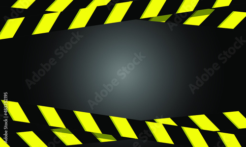 vector police line. black or grey backgrund. no crossing line. design with copy space