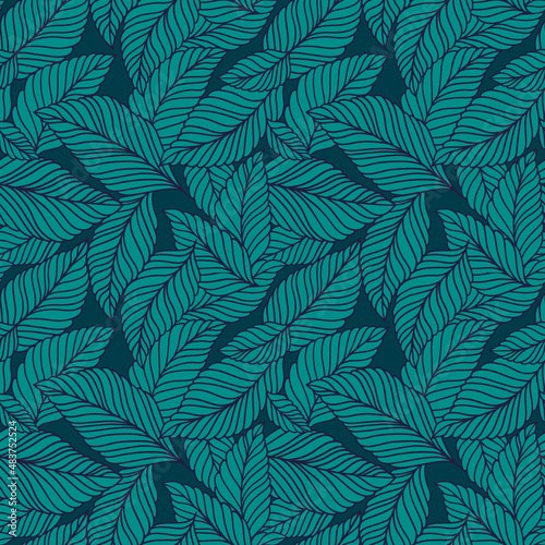 Wallpaper Mural Elegant seamless pattern with delicate leaves. Vector Hand drawn floral background. Torontodigital.ca