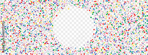 Multicolored Polka Background Transparent Vector. Confetti Graphic Texture. Rainbow Shrovetide. Bright Dot Party. Element Celebrate Illustration.