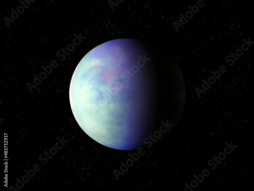 Beautiful exoplanet in far space, planet with a solid surface. 